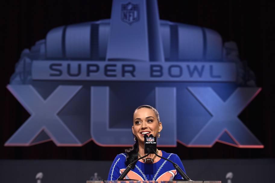 Phoenix, conferenza stampa di presentazione del Super Bowl: l’intervento di Katy Perry che sar la protagonista dello spettacolo di met partita (Olycom)